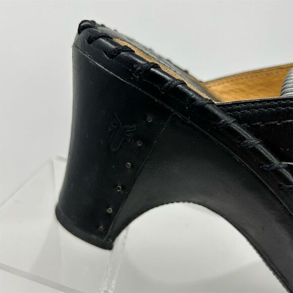 Frye Women's Black Leather Clog Mules Size 9.5 Block Heel Slip-On Western - Picture 2 of 16